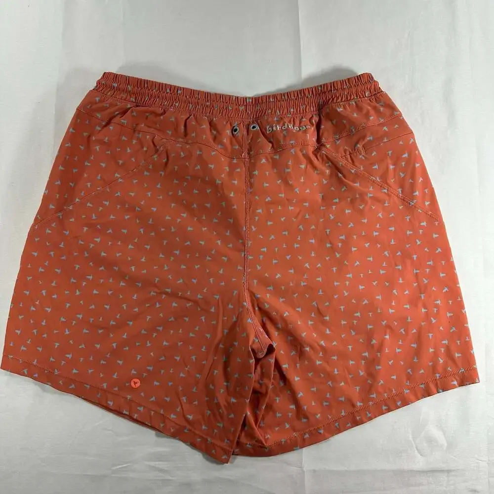 Birddogs Inner Banks Lined Swim Trunks Shorts Men's XXL Orange Geometric